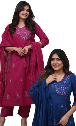 embroidery three piece