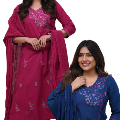 embroidery three piece