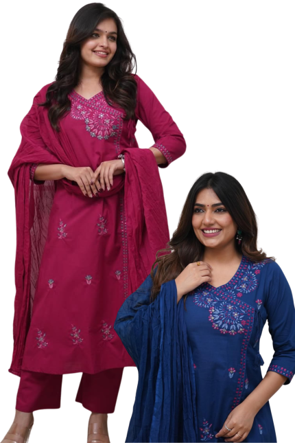 embroidery three piece